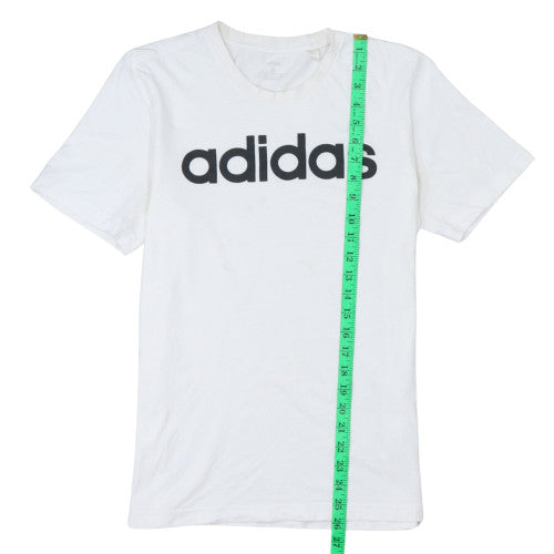 Adidas Men's White Small Logo Crew Neck Cotton T-Shirt