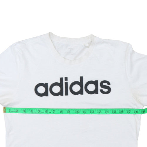 Adidas Men's White Small Logo Crew Neck Cotton T-Shirt