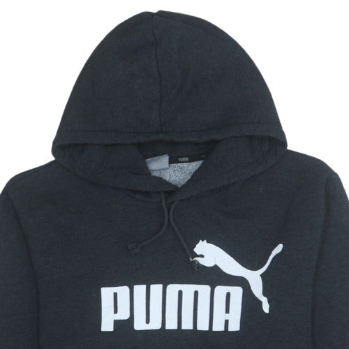 Puma Men's Black Pullover Hoodie Medium Fleece Logo Sweatshirt