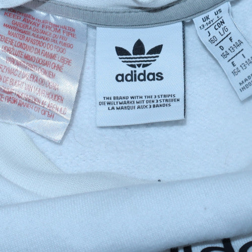 Adidas Mens Grey White Crew Neck Sweatshirt L Classic Logo Pullover