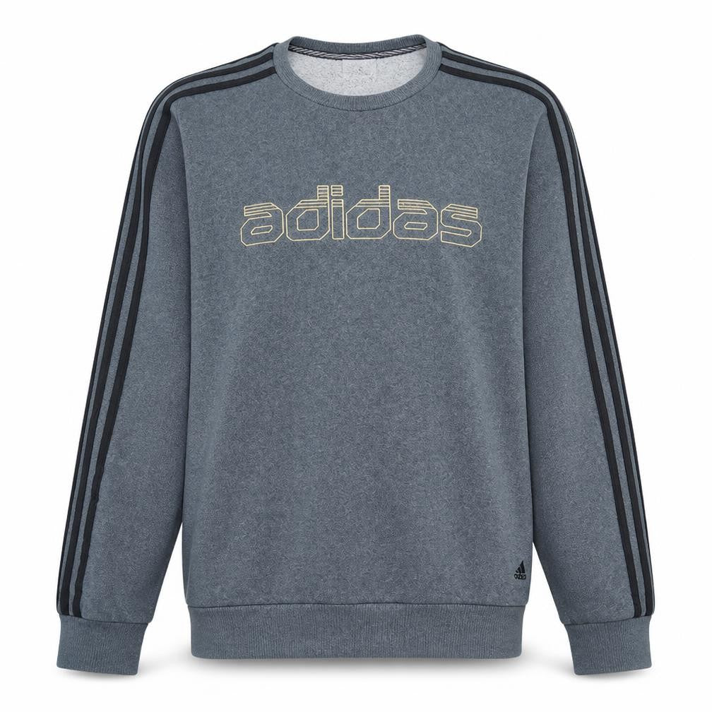 Front view of Adidas Men’s Grey Crew Neck Pullover Sweatshirt, size S