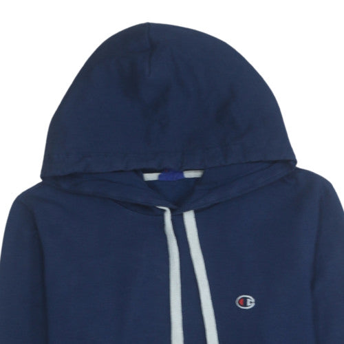 Champion Men's Blue Pullover Hoodie Size L Fleece Logo Sweatshirt