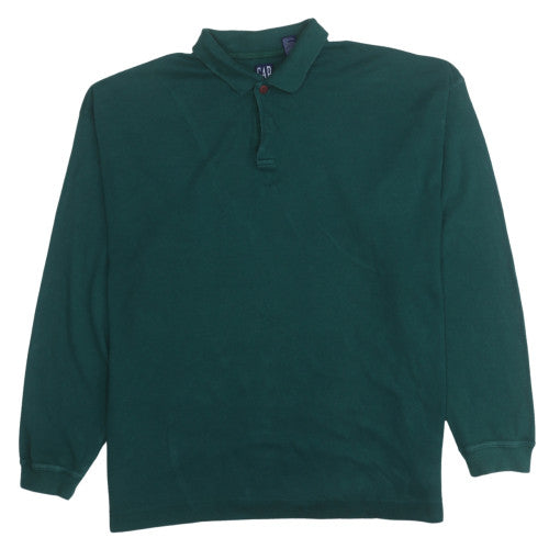 GAP Men's Green Long Sleeve Cotton Polo Shirt Size L