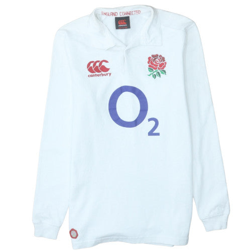 Canterbury England Rugby White Collared Sweatshirt Teens 12 Slim