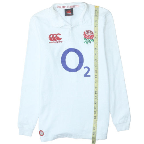 Canterbury England Rugby White Collared Sweatshirt Teens 12 Slim