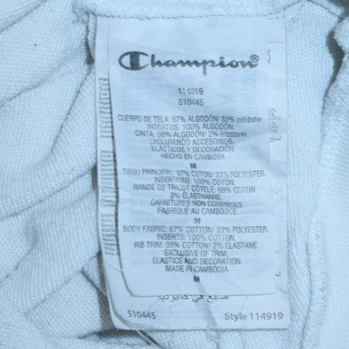 Champion Men's White Pullover Hoodie Medium Graphic Logo Sportswear