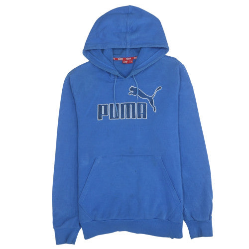 Puma Men's Blue Pullover Hoodie Size M Logo Fleece Sweatshirt