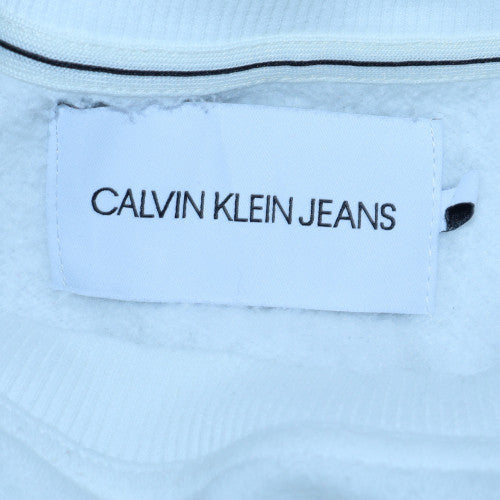 Calvin Klein Jeans Men's White Logo Pullover Sweatshirt Size S