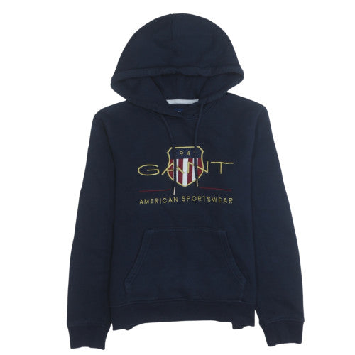 GANT Men's Blue Pullover Hoodie S Embroidered Logo Classic Style