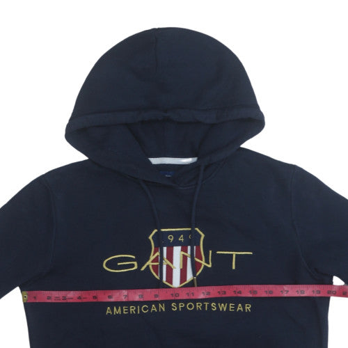 GANT Men's Blue Pullover Hoodie S Embroidered Logo Classic Style