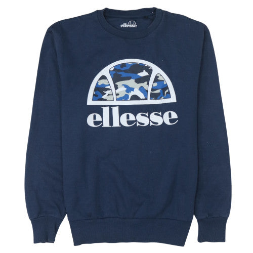 Ellesse Men's Blue Camo Logo Crew Neck Sweatshirt M