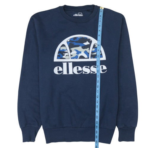 Ellesse Men's Blue Camo Logo Crew Neck Sweatshirt M