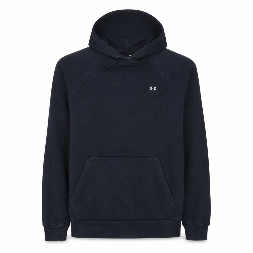 Front view of Under Armour Men's Black Pullover Hoodie Small Relaxed Fit Fleece