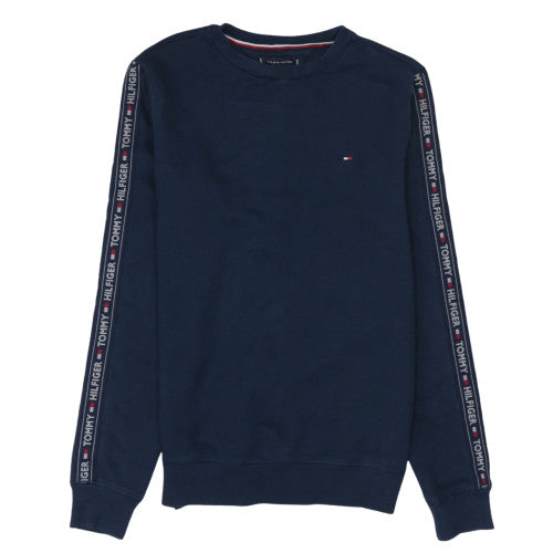 Tommy Hilfiger Men's Blue Logo Tape Crew Neck Sweatshirt M
