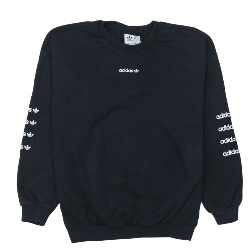 Adidas Women Black Logo Sweatshirt Size 8 Crew Neck Pullover