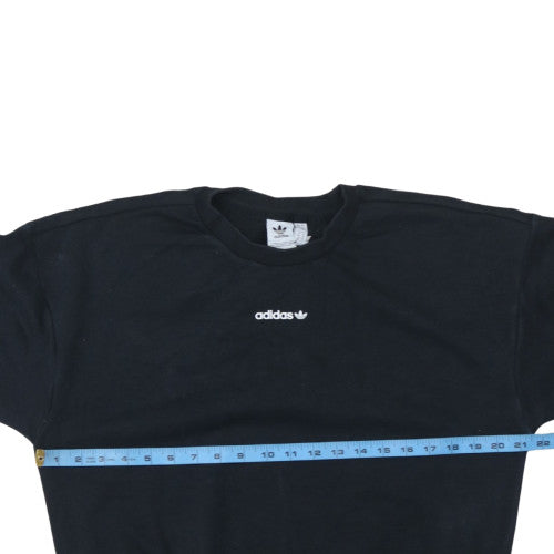 Adidas Women Black Logo Sweatshirt Size 8 Crew Neck Pullover