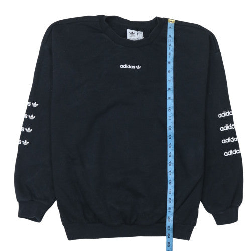 Adidas Women Black Logo Sweatshirt Size 8 Crew Neck Pullover
