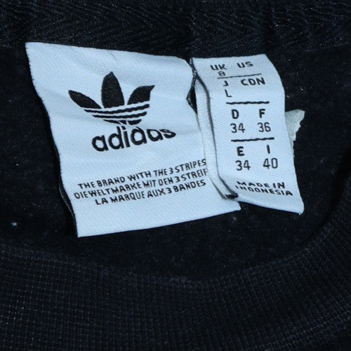Adidas Women Black Logo Sweatshirt Size 8 Crew Neck Pullover