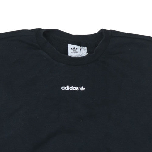 Adidas Women Black Logo Sweatshirt Size 8 Crew Neck Pullover