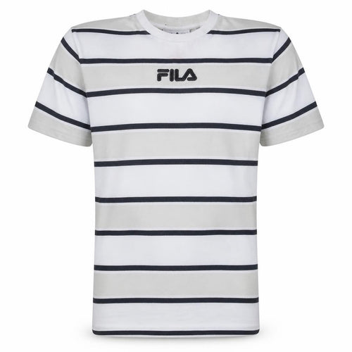 Fila Men's White Striped Crew Neck Short Sleeve T-Shirt S