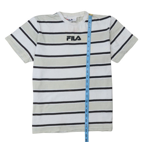 Fila Men's White Striped Crew Neck Short Sleeve T-Shirt S