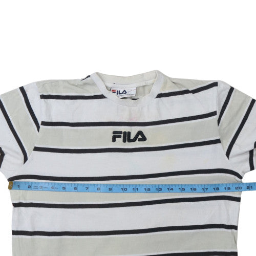 Fila Men's White Striped Crew Neck Short Sleeve T-Shirt S