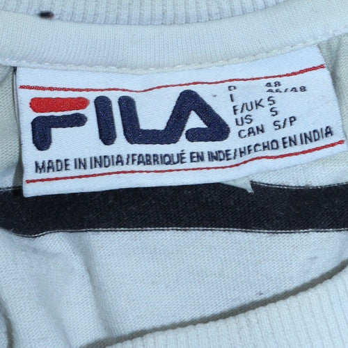 Fila Men's White Striped Crew Neck Short Sleeve T-Shirt S