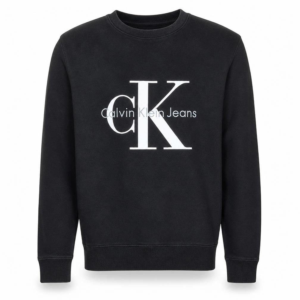 Front view of Calvin Klein Jeans Men's Black Small Pullover Sweatshirt
