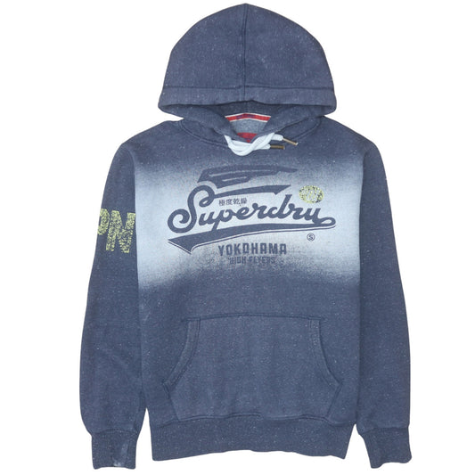Superdry Men's Blue Pullover Hoodie Size M Graphic Logo Sweater