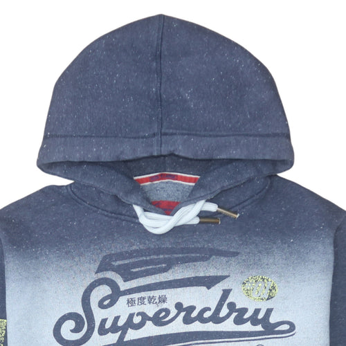 Superdry Men's Blue Pullover Hoodie Size M Graphic Logo Sweater