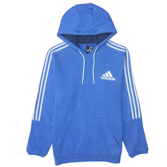 Adidas Men Blue Pullover Hoodie L Fleece Sportswear Sweatshirt
