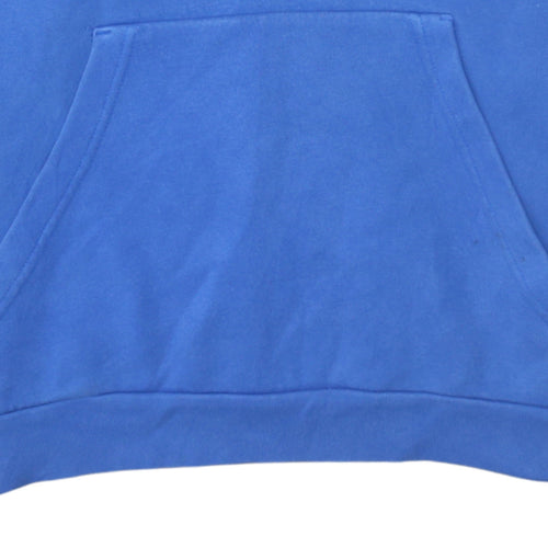 Adidas Men Blue Pullover Hoodie L Fleece Sportswear Sweatshirt