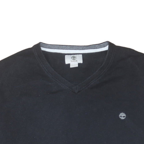 Timberland Men's Black 2XL V-Neck Cotton Pullover Jumper