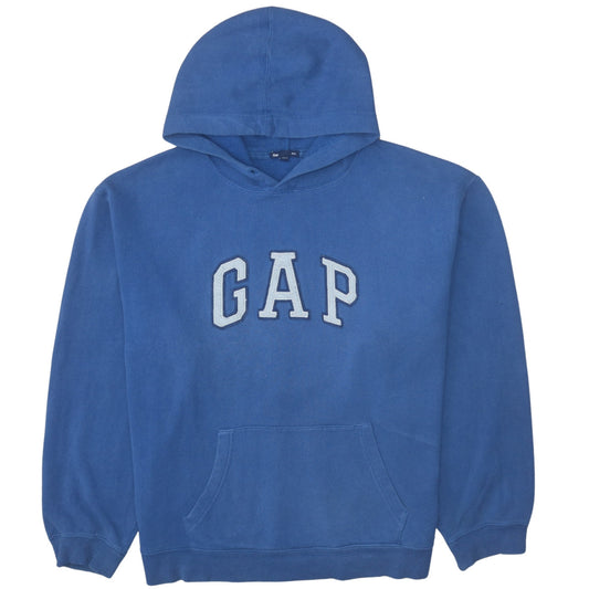 GAP Men's Blue Pullover Hoodie L Logo Fleece Sweatshirt