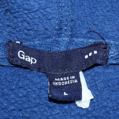 GAP Men's Blue Pullover Hoodie L Logo Fleece Sweatshirt