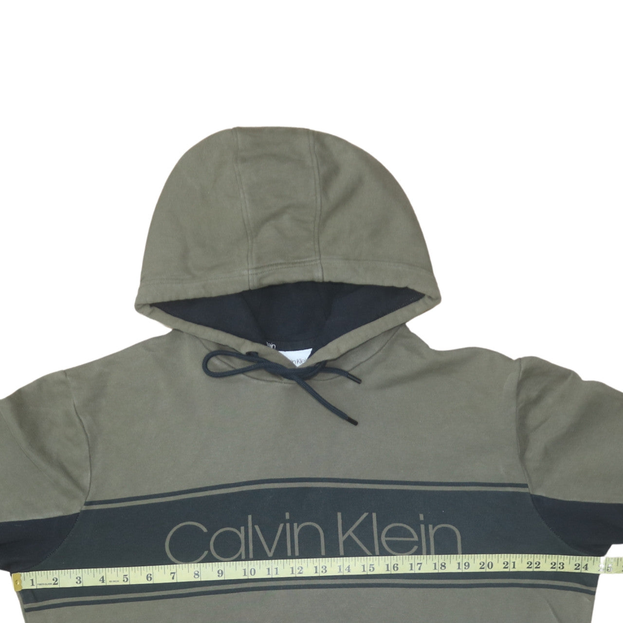 Calvin Klein Men's Green Pullover Logo Hoodie Size L