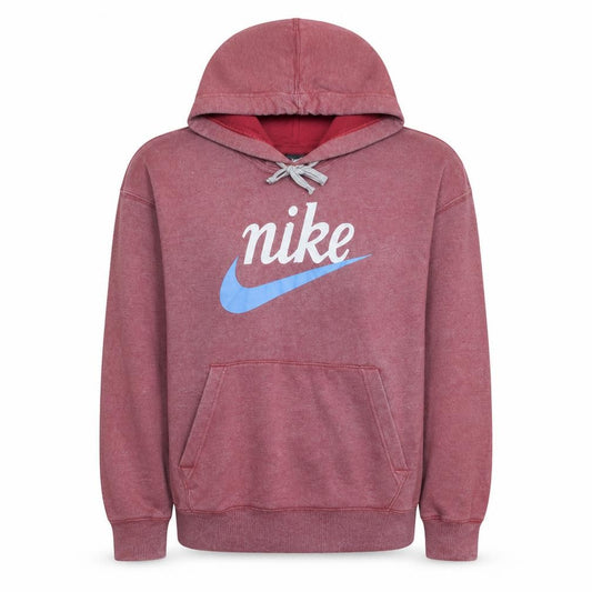 Front view of Nike women’s red pullover hoodie m - cotton blend logo sweatshirt