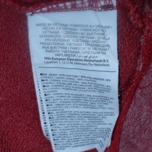 Nike Womens Red Pullover Hoodie M - Cotton Blend Logo Sweatshirt