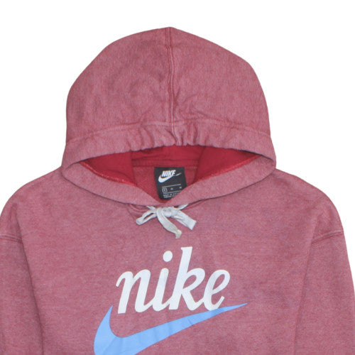 Nike Womens Red Pullover Hoodie M - Cotton Blend Logo Sweatshirt