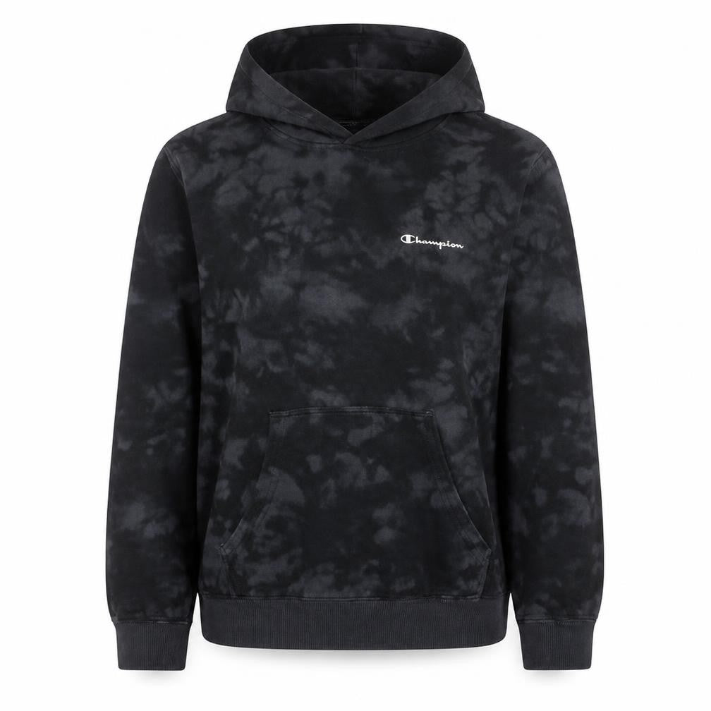 Front view of Champion Women Black Tie Dye Pullover Hoodie Large Cotton Blend