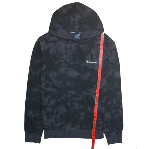 Champion Women Black Tie Dye Pullover Hoodie Large Cotton Blend