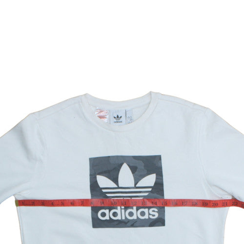Adidas Boys White Crew Neck Sweatshirt XL 15-16 Years Logo Print