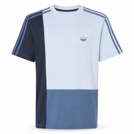 Front view of Adidas Men's Multicoloured Colourblock Crew Neck Cotton T-Shirt S
