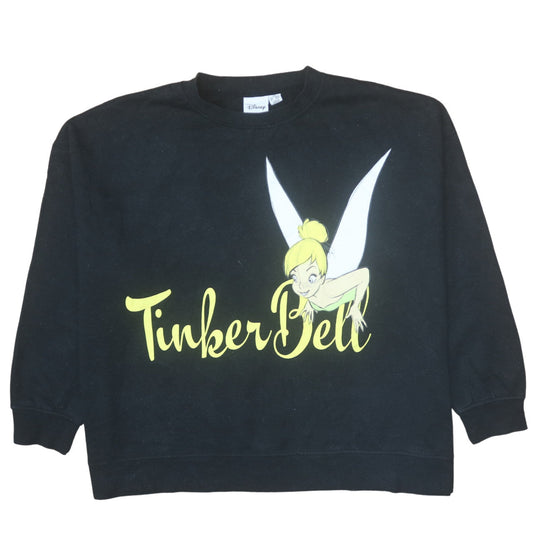 Disney Women's Black Tinker Bell Sweatshirt XL Graphic Pullover
