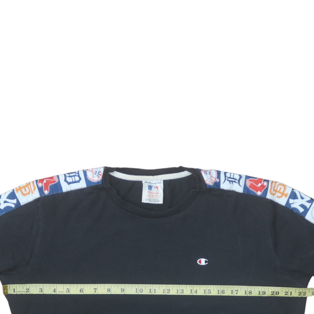 Champion MLB Black T-Shirt Men Medium Cotton Short Sleeve Sports