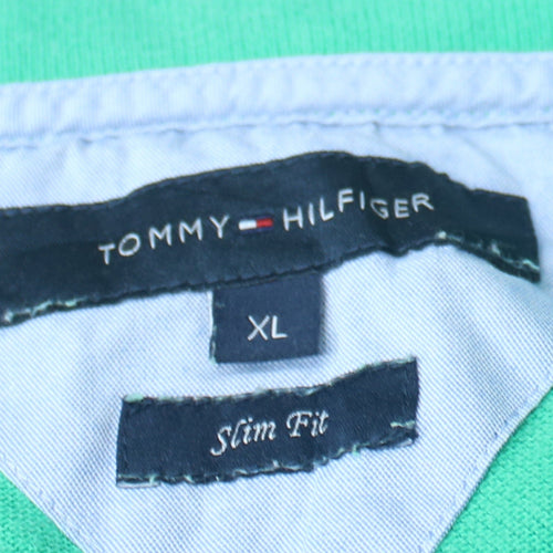 Tommy Hilfiger Men's Green Slim Fit Cotton Polo Shirt XL