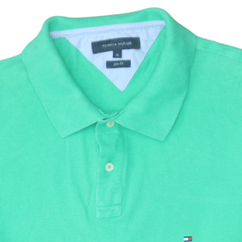 Tommy Hilfiger Men's Green Slim Fit Cotton Polo Shirt XL