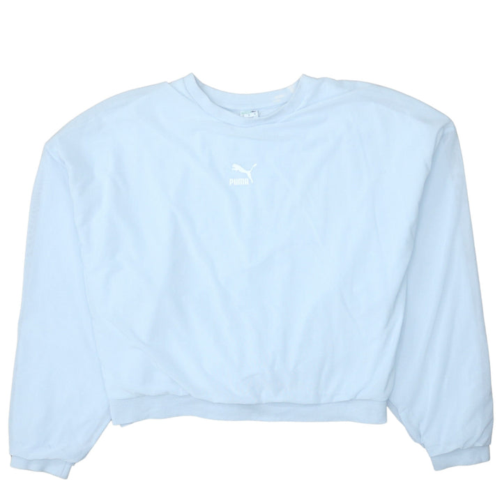 Puma Women Light Blue Crew Neck Pullover Sweatshirt XL
