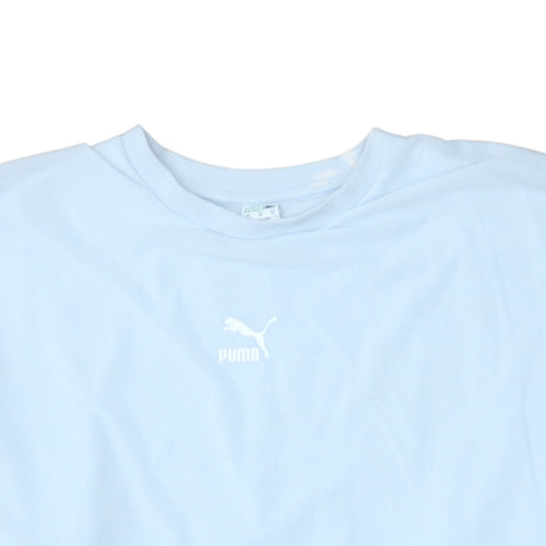 Puma Women Light Blue Crew Neck Pullover Sweatshirt XL