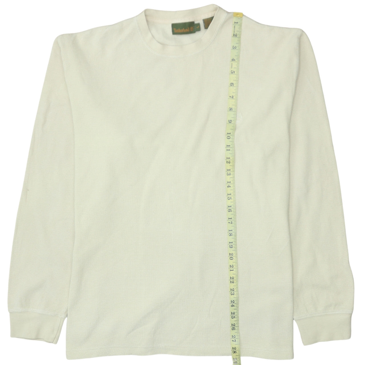 Timberland Men Ivory Waffle Knit Cotton Crew Neck Pullover Jumper L